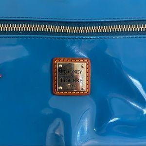 Dooney & Bourke Blue Patent Leather Shoulder Bag with Gold Hardware